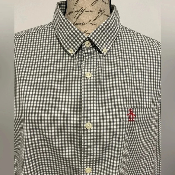 Original Penguin Men’s Casual Button Down Shirt Plaid Heritage Slim Fit Size XL - Picture 2 of 9